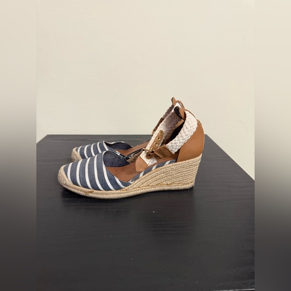Sperry Top-Sider Espadrille Valencia Wedge Canvas Blue Stripe Womens 8.5M - Picture 4 of 7